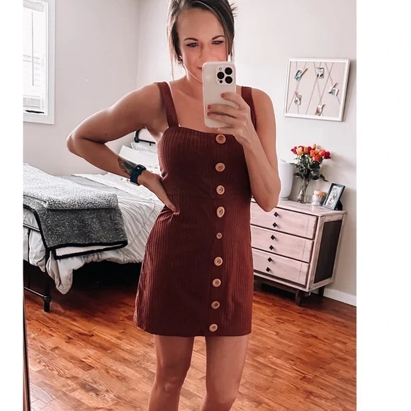 privacy please ribbed button front mini dress - Picture 3 of 9